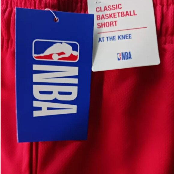 NBA CLASSIC BASKETBALL Shorts -At The Knee- Drawstring elastic waist Red Sz 2XL - Picture 6 of 13